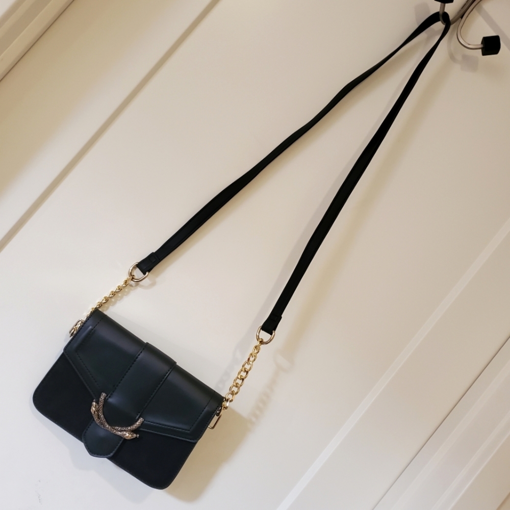 Topshop Black Purse with chain & snake details